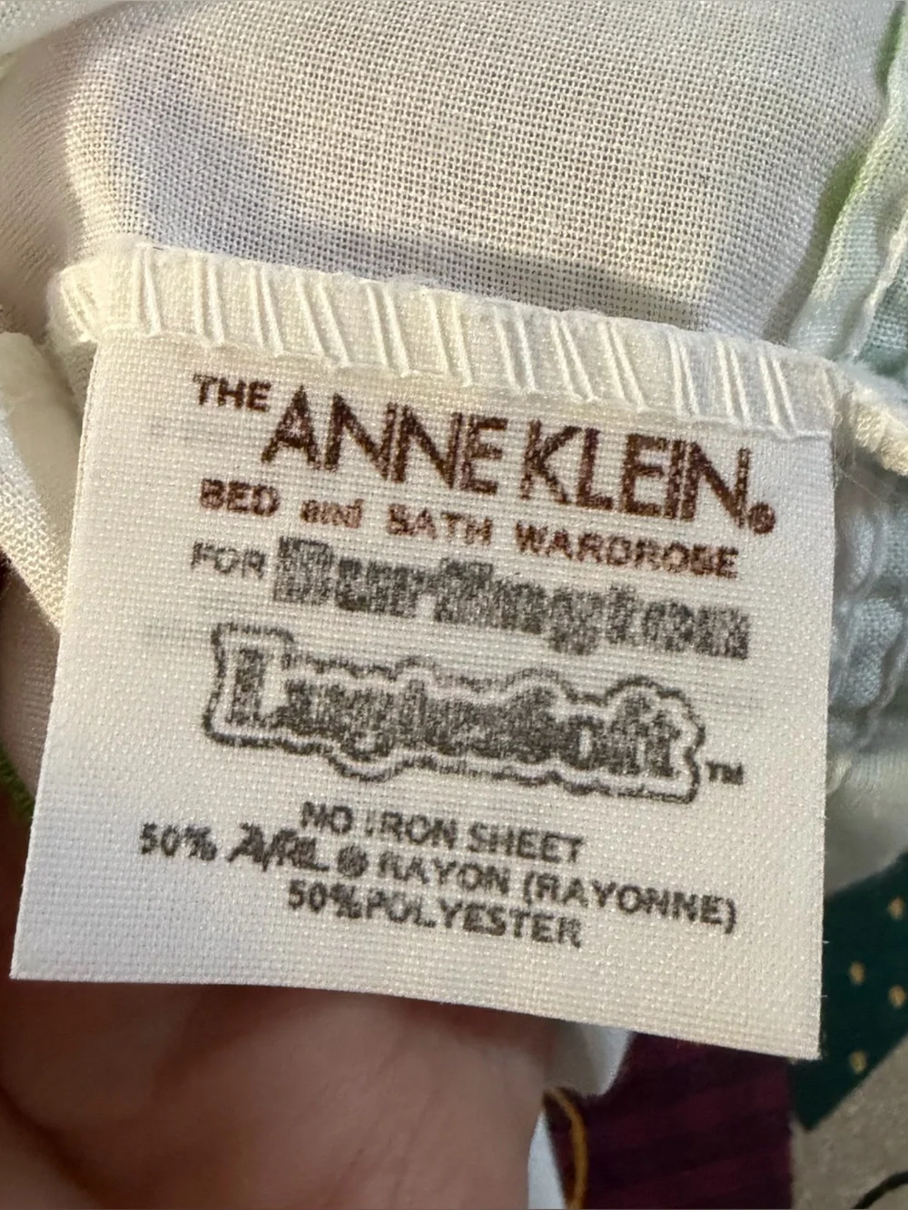 Vintage Anne Klein Burlington Standard Pillowcase Green Shamrock Clover Scallop